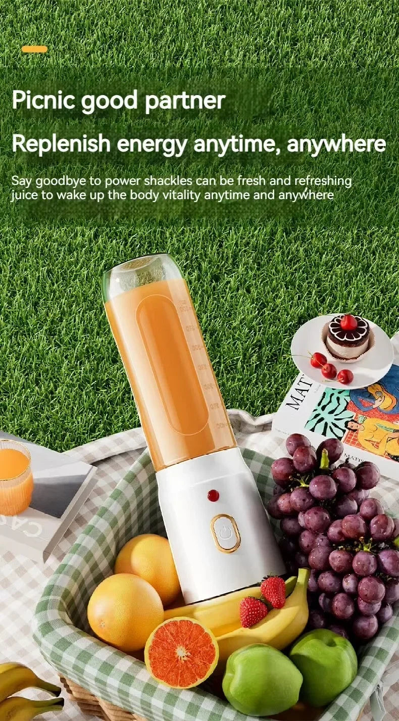 Portable Cordless Blender Juicer 450ml Electric Fruit Juicer USB Rechargeable Lemon Orange Juice Cup Smoothie Blendr