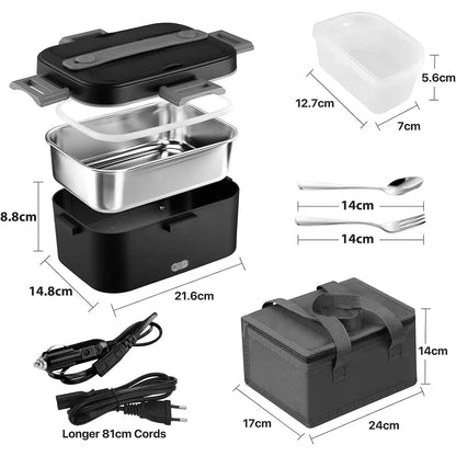 1.8 L 75W Electric Lunch Box Food Warmer Portable Food Heater for Car Or Home - Leak Proof, Lunch Heating Microwave for Truckers