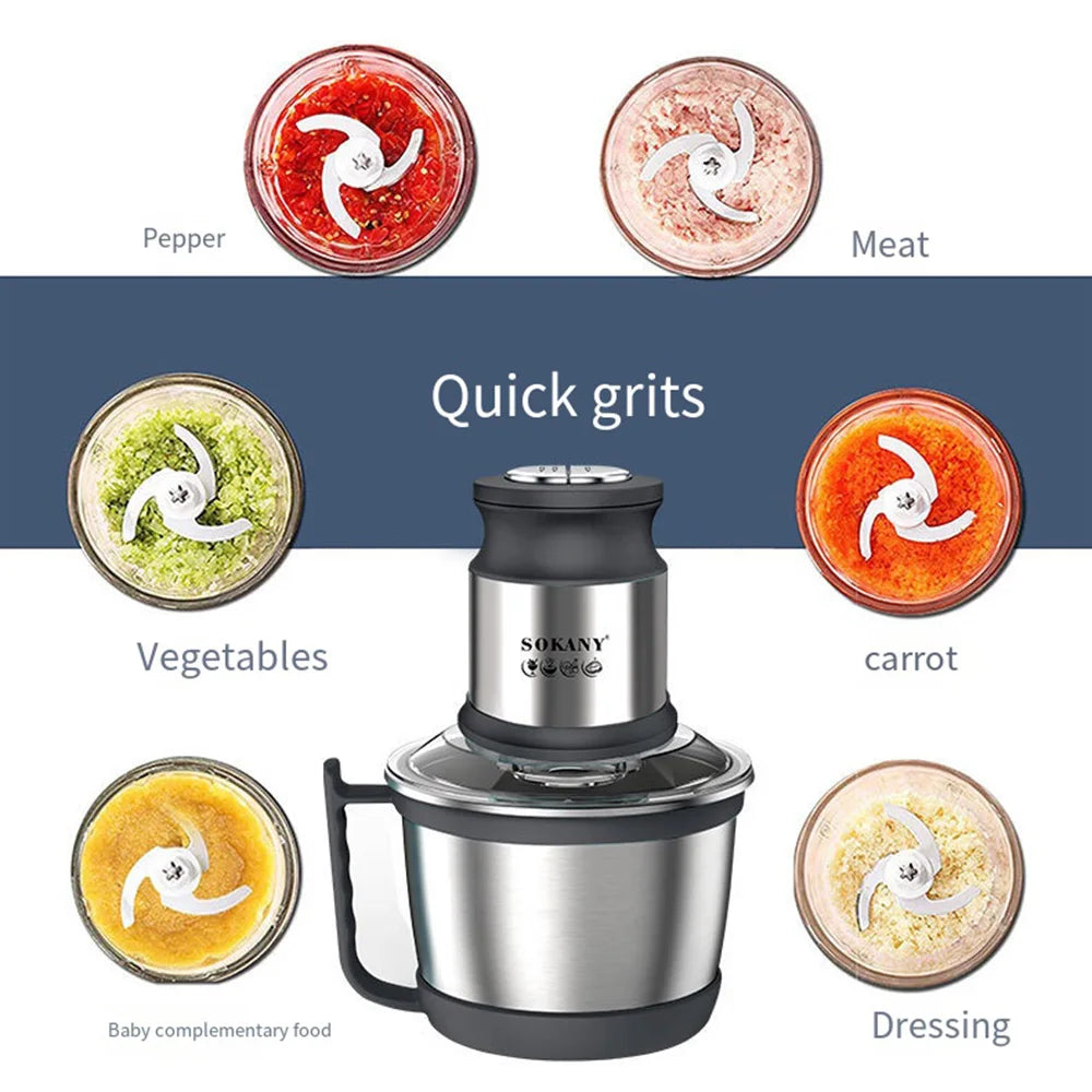800W 3L Meat Grinder Electric Stainless Steel Blender Mixer Machine for Kitchen Food Processors Chopper Meat Mincer 220V 다지기