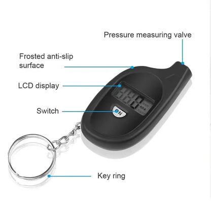 Tire Pressure Gauge with LCD Display Digital  - Auto & Motorcycle Air Pressure Tester and Safety Alarm Tool