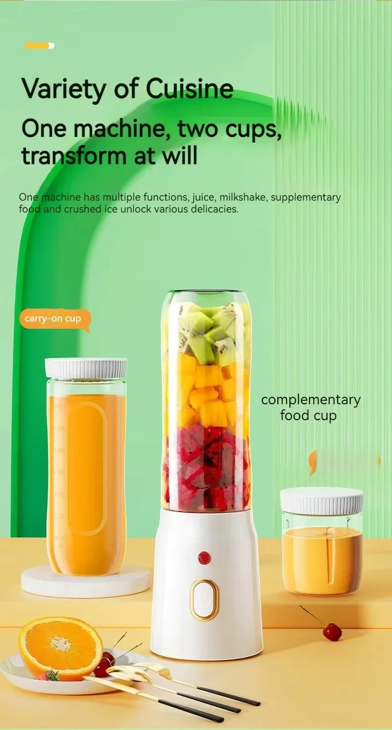 Portable Cordless Blender Juicer 450ml Electric Fruit Juicer USB Rechargeable Lemon Orange Juice Cup Smoothie Blendr