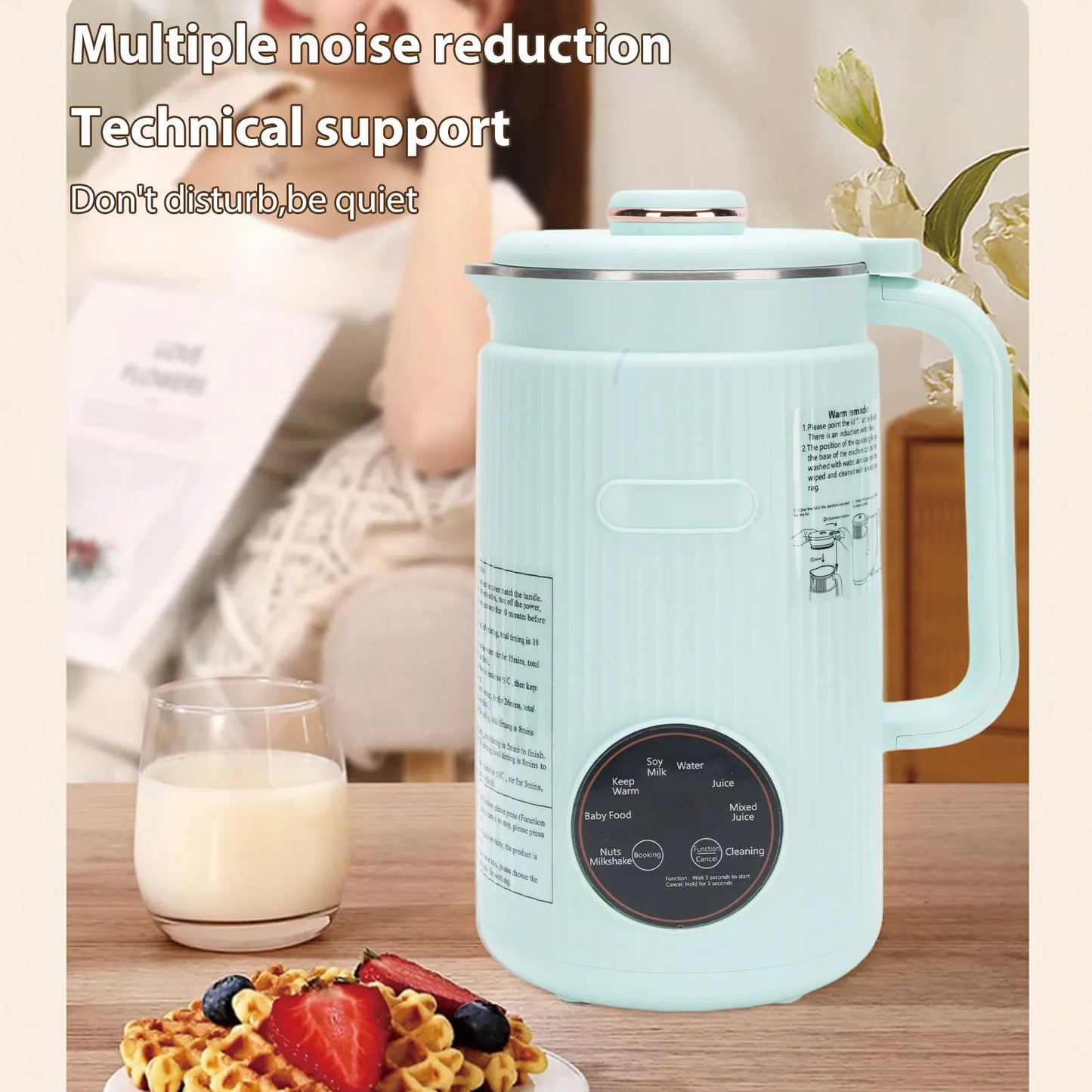 【New】Programmable Blender with Digital Display 12 Stainless Steel Blades Auto Cleaning 8H Keep Warm Function for Almond Milk