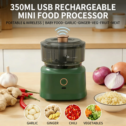 350ml Mini Kitchen Food Processor Multifunctional Cordless Electric Meat/Garlic Grinder Household Baby Food Processor