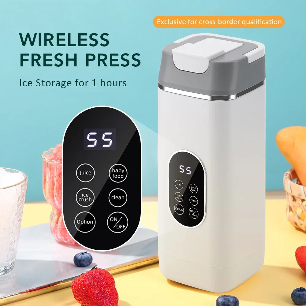 Electric Portable Blender Bottle with 6 Blades Multifunctional Fresh Juice Smoothie Maker Ice Crush Cup Food Processor