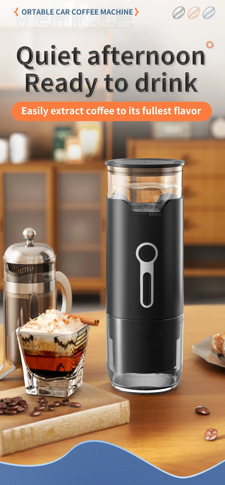 New Small Portable Coffee Maker Electric Capsule Coffee Brewer Portable Coffee Machine Fit Coffee Powder and Coffee Capsule