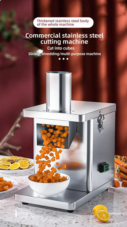 LX EVEC Commercial Electric Vegetable Cube Cutting Machine Fruit Slicer Cutting Strip Dice Food Processor With 5 Blades