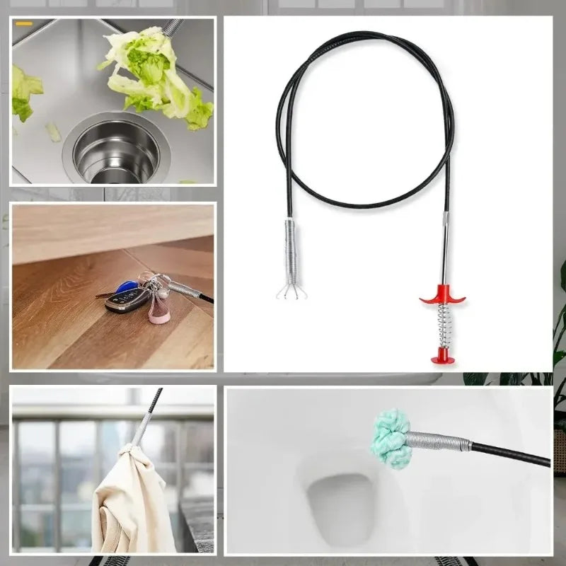 Kitchen Sink Cleaning Pipe Plunger and Sinks Sewer Toilet Unclogging With Grab Handle Factory Supply Four-jaw Pickup Unblocker