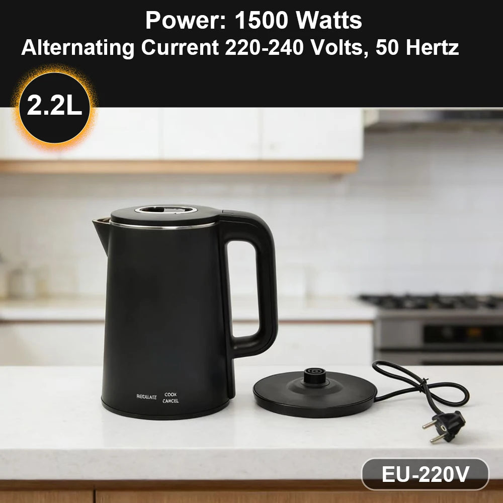 2.2L Stainless Steel Electric Kettle with Touch Control & Digital Temperature DisplayAnti-scald Electric Kettle