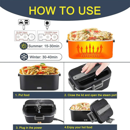 1.8 L 75W Electric Lunch Box Food Warmer Portable Food Heater for Car Or Home - Leak Proof, Lunch Heating Microwave for Truckers