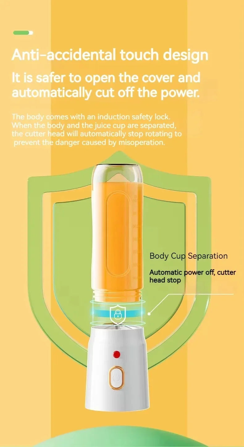Portable Cordless Blender Juicer 450ml Electric Fruit Juicer USB Rechargeable Lemon Orange Juice Cup Smoothie Blendr