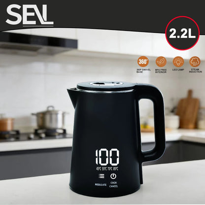 2.2L Stainless Steel Electric Kettle with Touch Control & Digital Temperature DisplayAnti-scald Electric Kettle