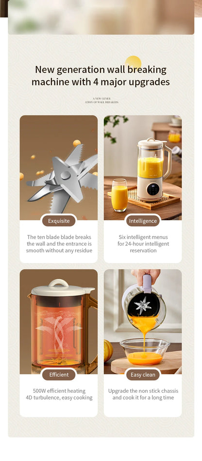 800ml Soy Milk Machine Electric Juicer Blender Mixer Soybean Milk Maker Wall Breaking Machine Rice Paste Maker Breakfast Machine