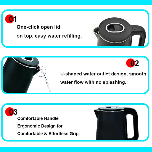 2.2L Stainless Steel Electric Kettle with Touch Control & Digital Temperature DisplayAnti-scald Electric Kettle