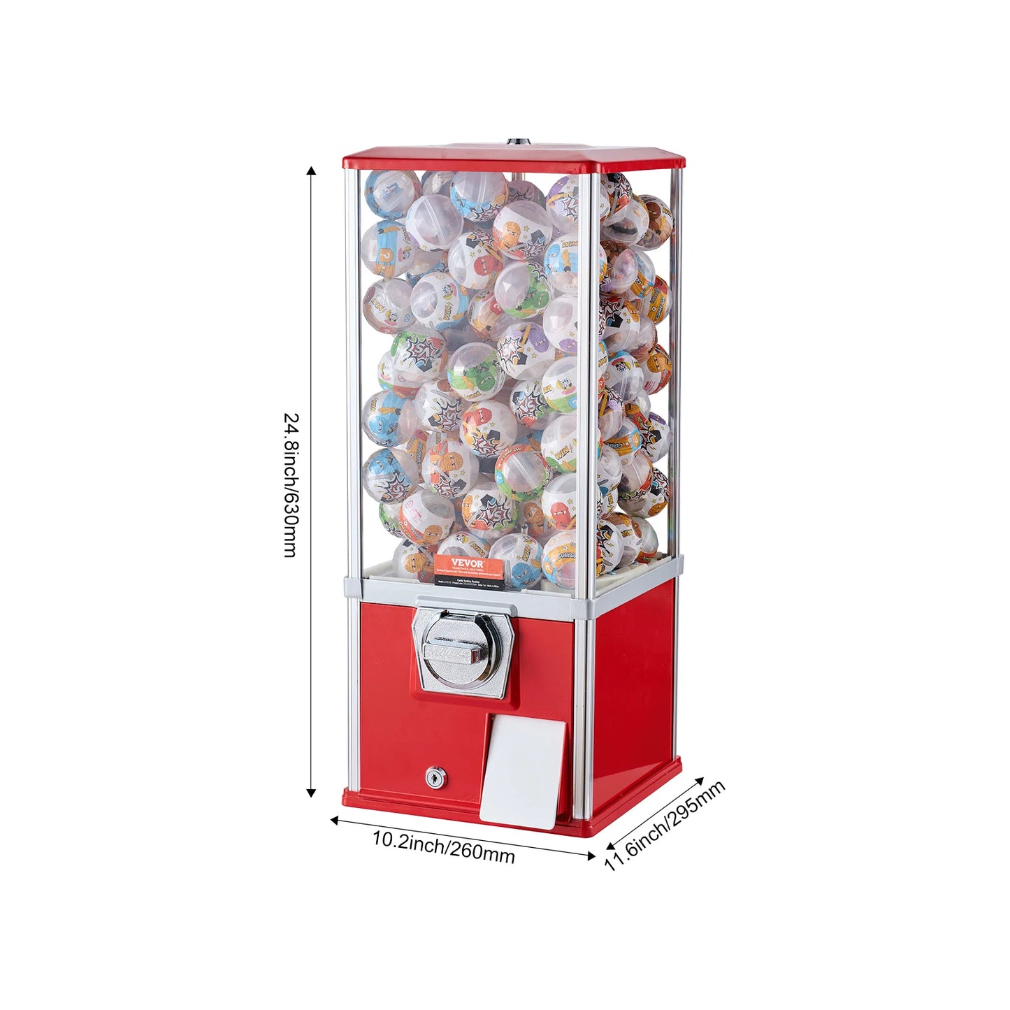 VEVOR 25inch Gumball Machine for Kids PS 230 Capsule Toys Rectangle Blue For Game Stores Coin Operated Gumball Bank