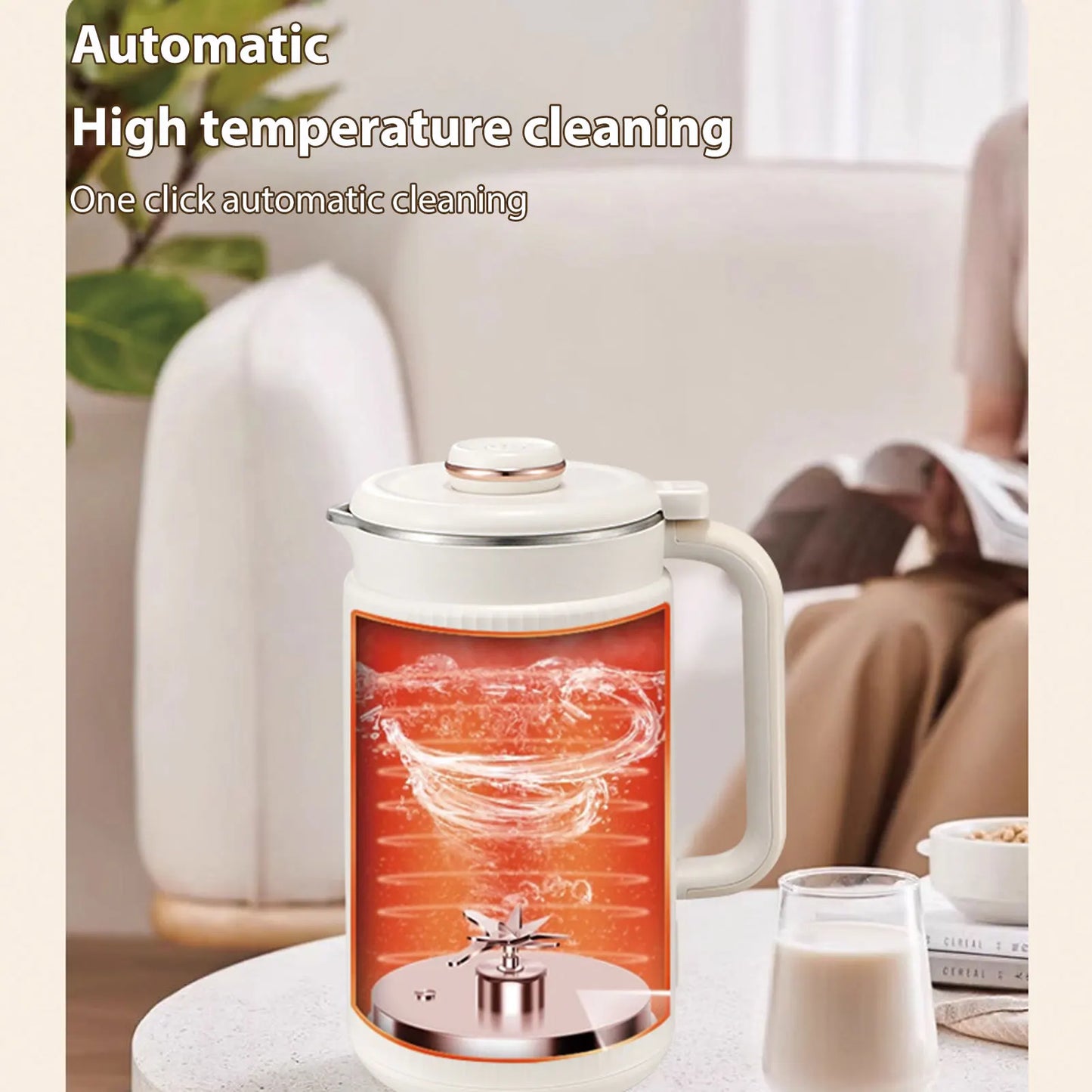 【New】Programmable Blender with Digital Display 12 Stainless Steel Blades Auto Cleaning 8H Keep Warm Function for Almond Milk