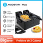 Double Bucket Fryer, Total Capacity 6L: 2 3L Buckets, Thermostatic Control, 2 Lids with Window and 2 Baskets, Fully Removable, Bpa Free, Professional Fryer, 3600W