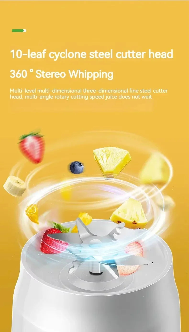 Portable Cordless Blender Juicer 450ml Electric Fruit Juicer USB Rechargeable Lemon Orange Juice Cup Smoothie Blendr