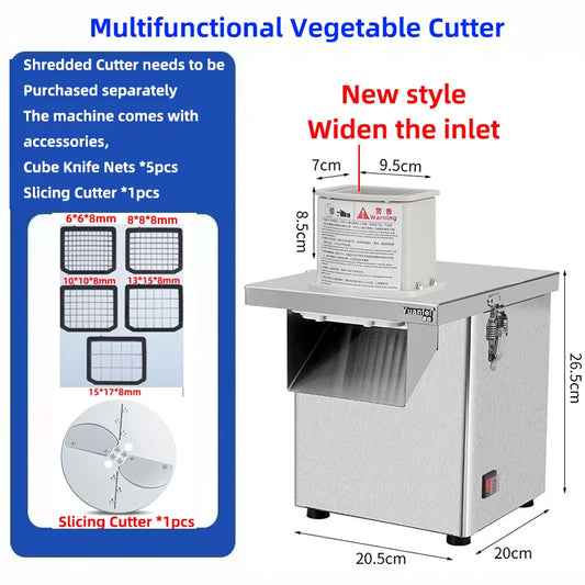 LX EVEC Commercial Electric Vegetable Cube Cutting Machine Fruit Slicer Cutting Strip Dice Food Processor With 5 Blades