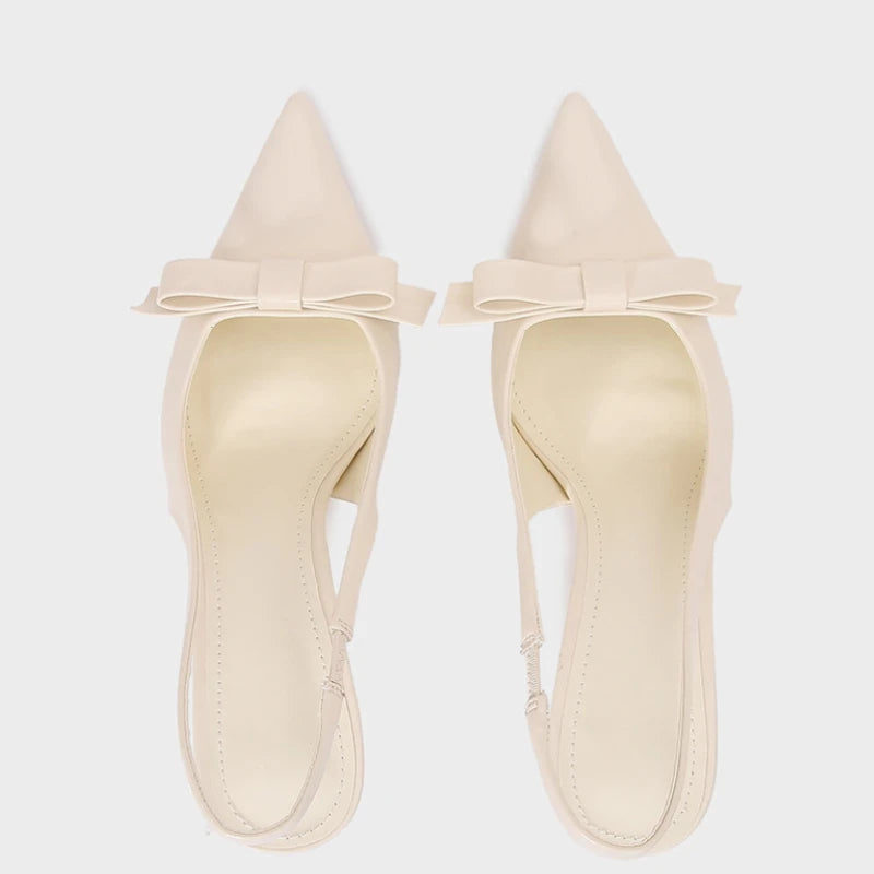 Summer High Heeled Sandals for Women Elegant Bow Decoration Fashion Party Wedding Slingback Sexy Stiletto Ladies Dress Shoes