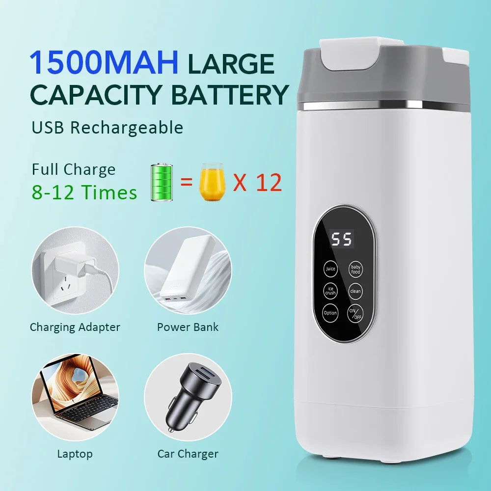 Electric Portable Blender Bottle with 6 Blades Multifunctional Fresh Juice Smoothie Maker Ice Crush Cup Food Processor