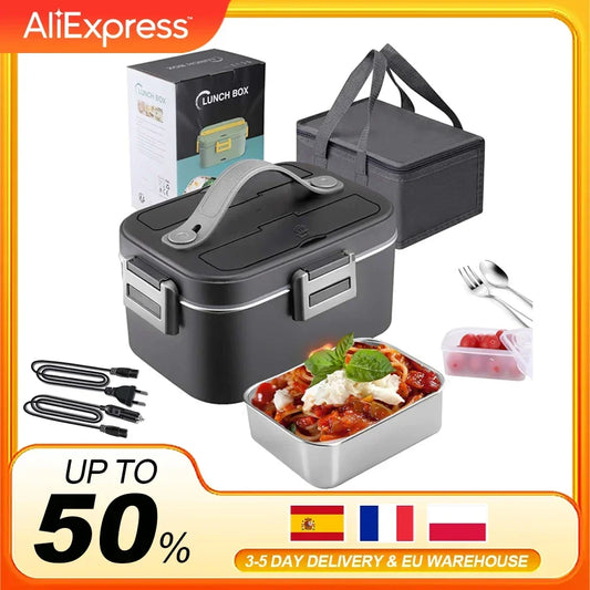 1.8 L 75W Electric Lunch Box Food Warmer Portable Food Heater for Car Or Home - Leak Proof, Lunch Heating Microwave for Truckers