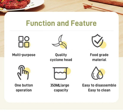 350ml Mini Kitchen Food Processor Multifunctional Cordless Electric Meat/Garlic Grinder Household Baby Food Processor