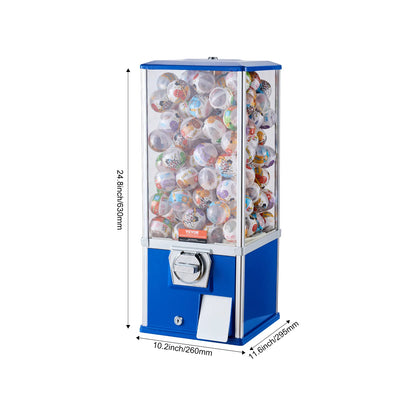VEVOR 25inch Gumball Machine for Kids PS 230 Capsule Toys Rectangle Blue For Game Stores Coin Operated Gumball Bank