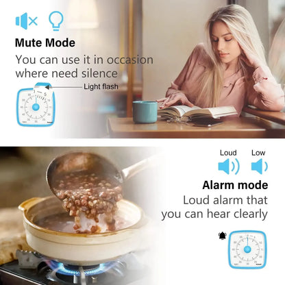 Yunbaoit Visual Timer with Night Light, 60-Minute Countdown Timer for Kids and Adults, Silent Timer for Home, Kitchen, Or School