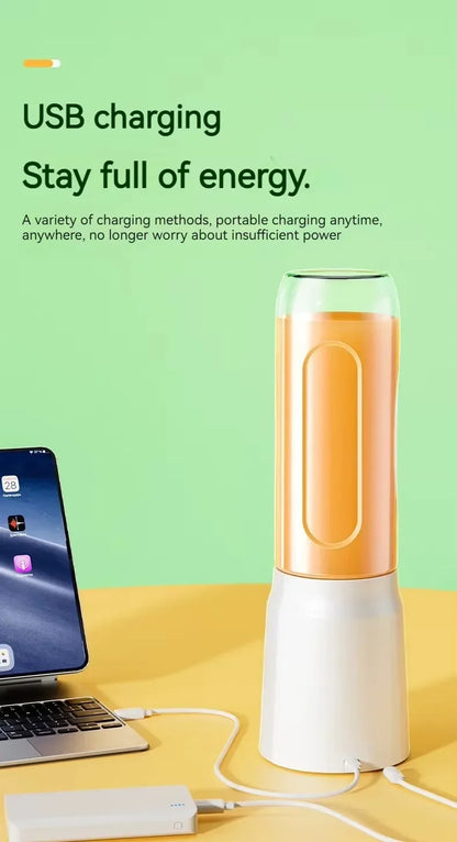 Portable Cordless Blender Juicer 450ml Electric Fruit Juicer USB Rechargeable Lemon Orange Juice Cup Smoothie Blendr