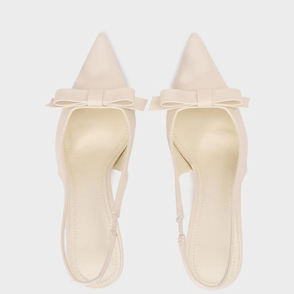 Summer High Heeled Sandals for Women Elegant Bow Decoration Fashion Party Wedding Slingback Sexy Stiletto Ladies Dress Shoes
