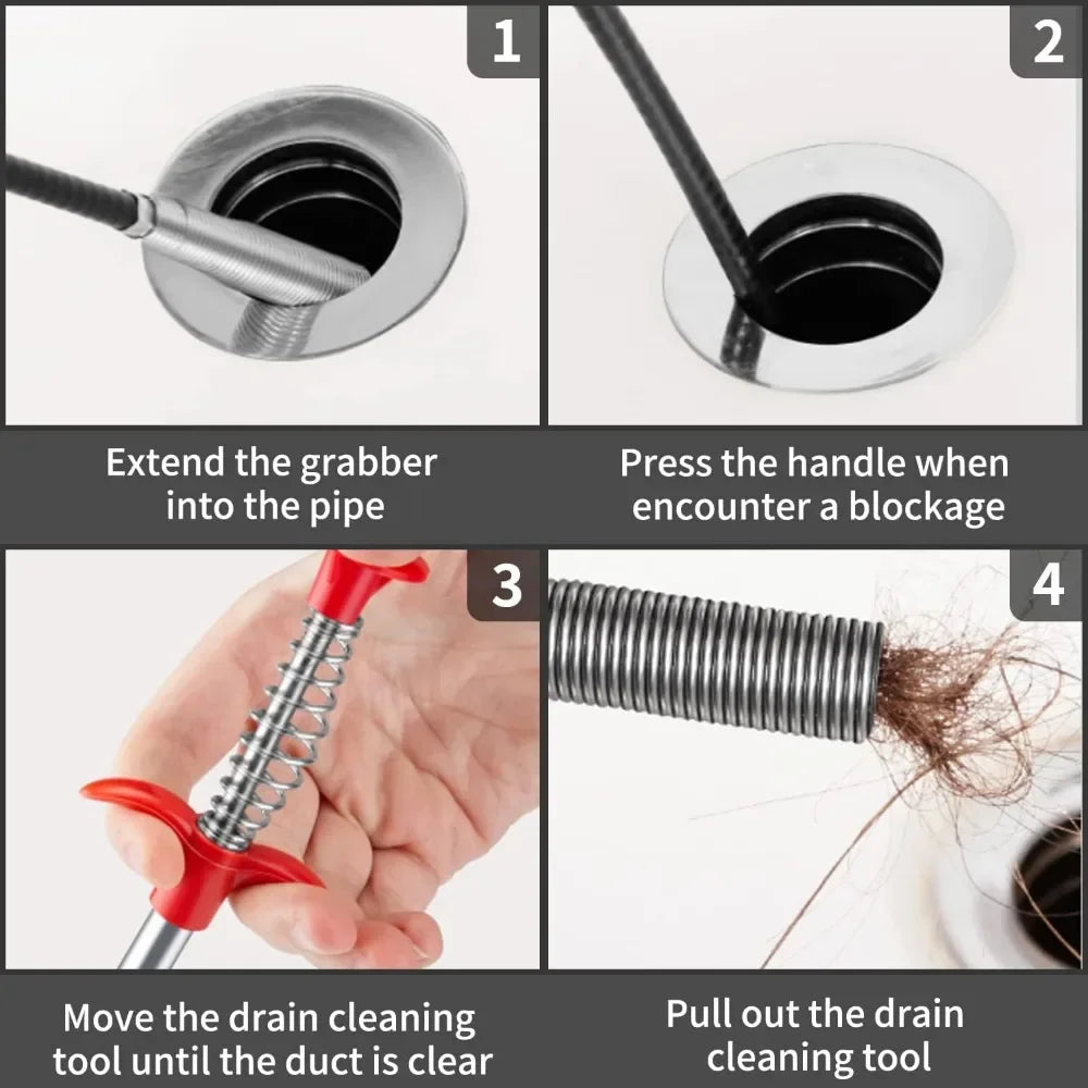 Kitchen Sink Cleaning Pipe Plunger and Sinks Sewer Toilet Unclogging With Grab Handle Factory Supply Four-jaw Pickup Unblocker