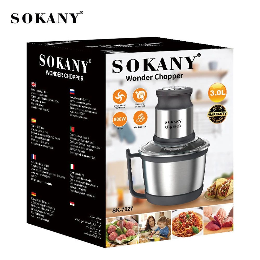 800W 3L Meat Grinder Electric Stainless Steel Blender Mixer Machine for Kitchen Food Processors Chopper Meat Mincer 220V 다지기
