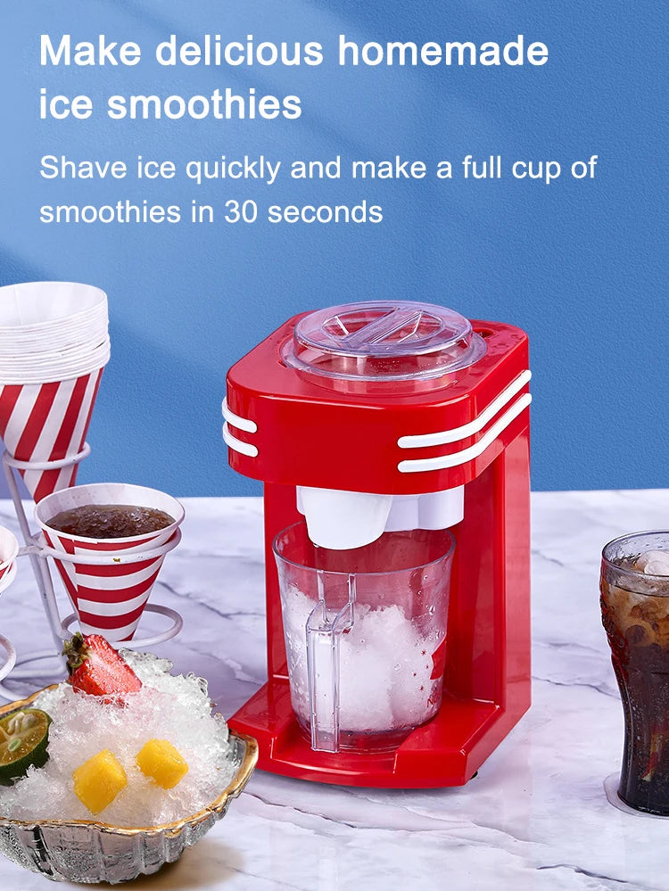 Electric Ice Crusher Planer Snow Cone Drink Blender Slushy Maker Mixer Automatic Smoothies Shaver Breaking Block Shaving Machine