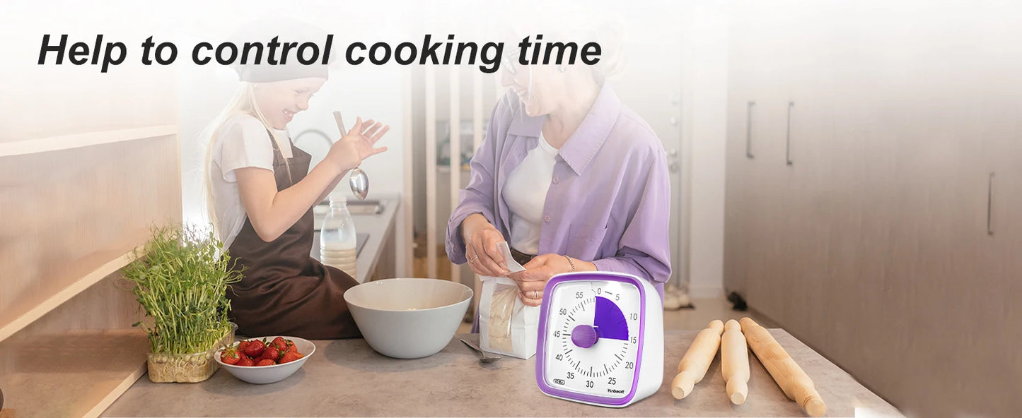 Yunbaoit Visual Timer with Night Light, 60-Minute Countdown Timer for Kids and Adults, Silent Timer for Home, Kitchen, Or School