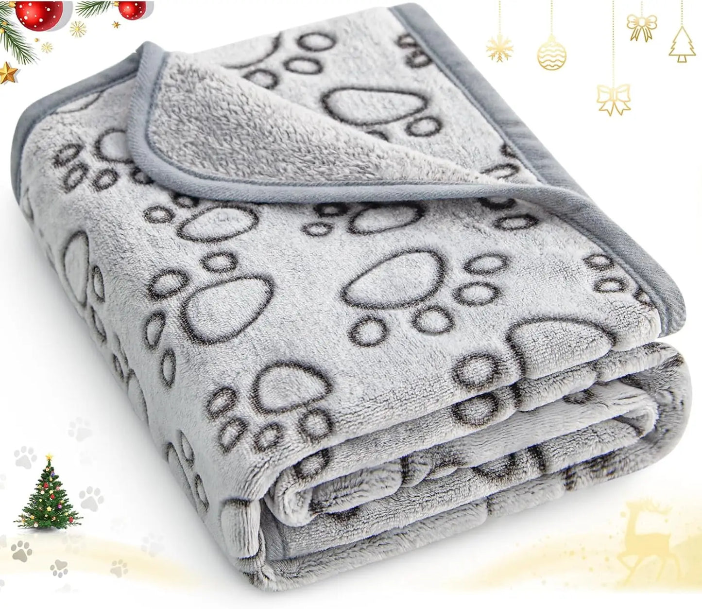 Winter Soft Dog Blanket Washable, Cat Blanket for Indoor Cats Mat Large Medium Small Dog Gifts Puppy Essentials (Grey) Bed