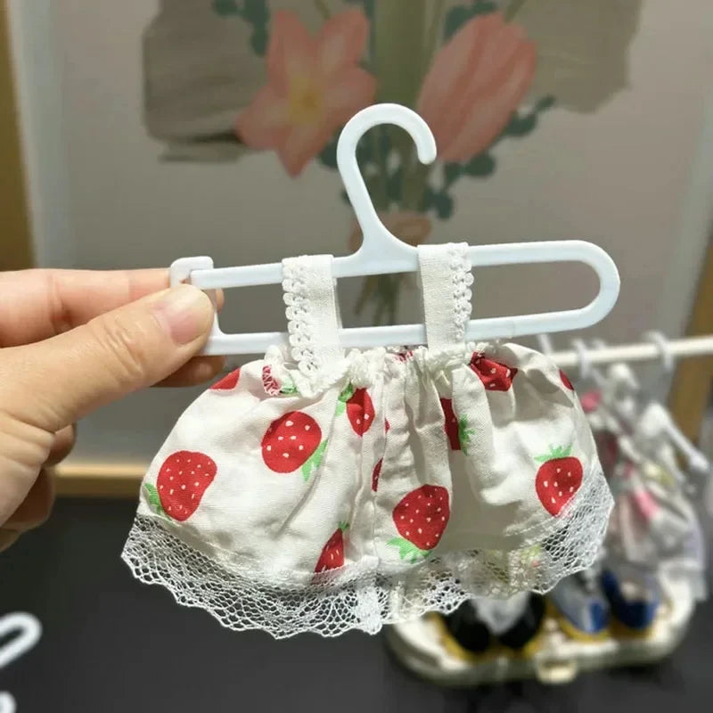 10pcs/set Mini Clothesse Clothes Hanger for Labubu and Other 17cm Dolls Labubu Shoe Rack Doll Accessories Children's Toys