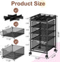 5-Tier Rolling Makeup Cart with 4 Drawers, Adjustable Dividers, Lockable Wheels for Cosmetics Storage