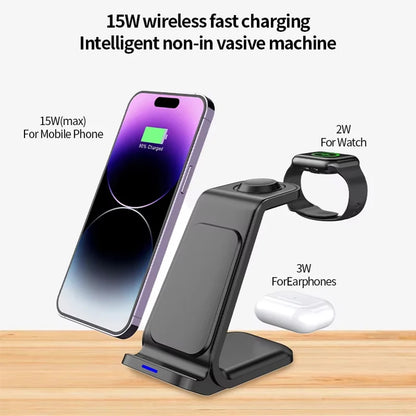 30W 3-In-1 Wireless Charger Stand Dock For iPhone Samsung Xiaomi OPPO Apple Watch 8 7 AirPods Induction Fast Charging Station