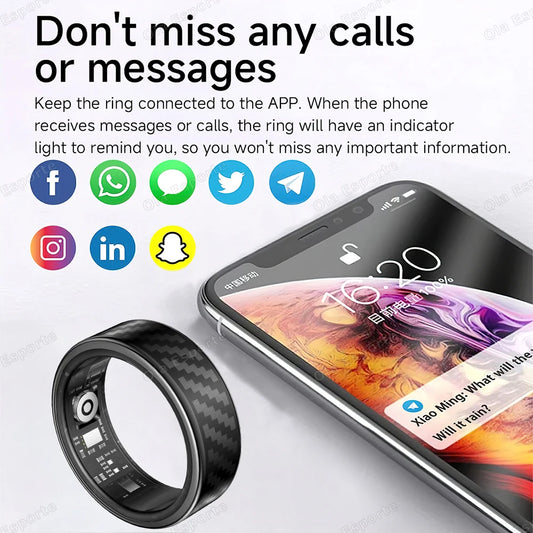 Newest Smart Ring Call Message Notification Hand Gestures Control Health Monitoring IP68 5ATM Waterproof Ring Men Women 2025 New