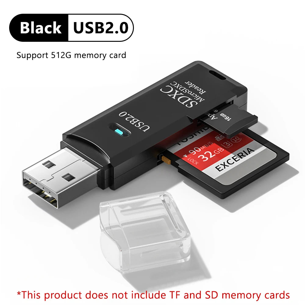 USB 3.0 SD TF Card Reader 2 in 1 High Speed Smart Cardreader Adapter for PC Laptop Notebook Computer Camera Car Mounted