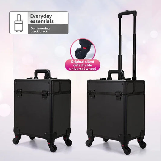 Professional Nail Art Case Rolling Makeup Case Beauty Equipment Storage Cart Wheels for Hairstyling Tools Kit Makeup Box
