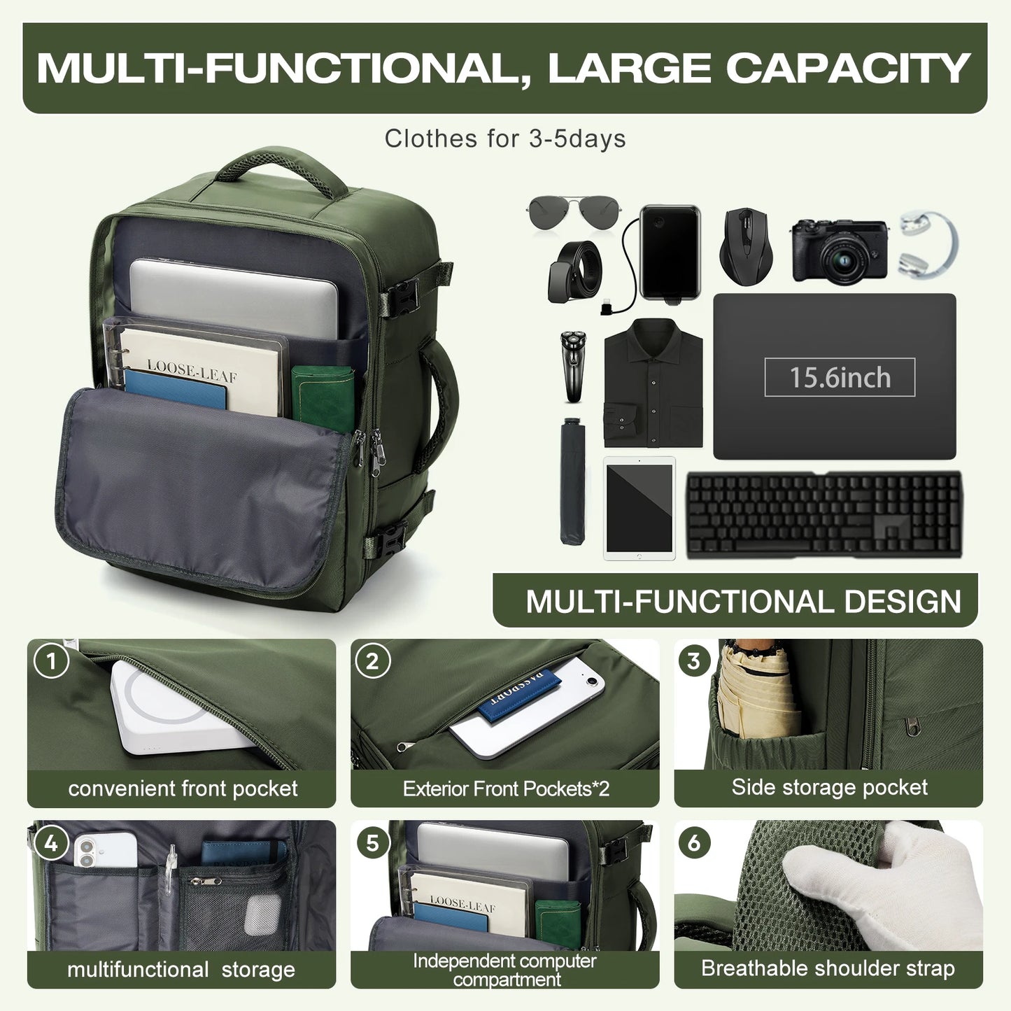 Genuine Luggage, Ryanair Hand Luggage 40x30x20 Travel Backpack,  Women Men Work Backpack Vacuum Bag Business Laptop Backpack