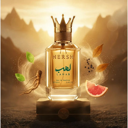 Al Ezz Oud Hersh Lahab Eau de Parfum Spray for Men Blend of Basil Lasting Cologne Luxury Gold Crown Pheromones Perfume 100 ML ﻿