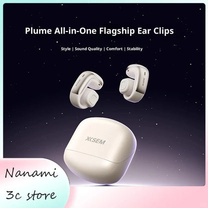 XISEM Plume Open Ear Clip Headphones, Hi-Fi DSP, 0.06s Game Latency, Noise Reduction, Waterproof, Long Battery Life