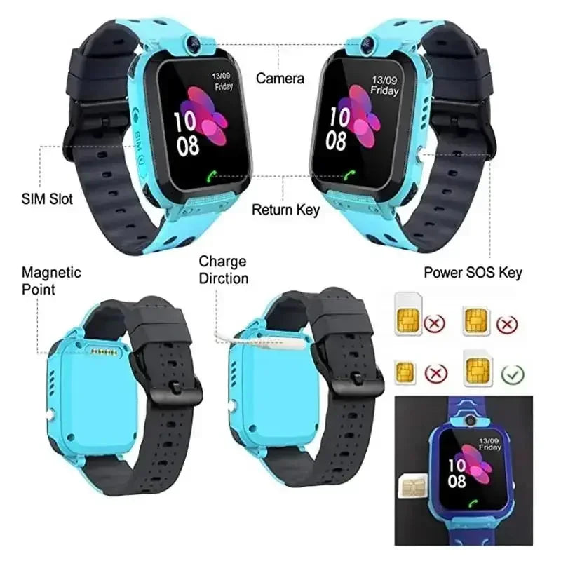 Lenovo GPS Tracking Waterproof Watch Mini Smart Children's Watch 4G Sim Card Call Camera Watch Birthday Gift Electronic Clock