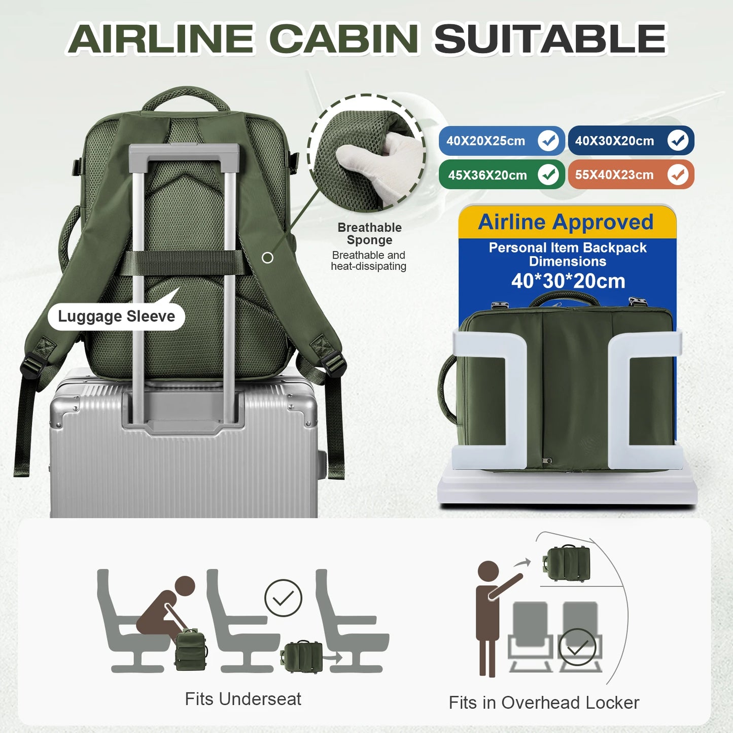 Genuine Luggage, Ryanair Hand Luggage 40x30x20 Travel Backpack,  Women Men Work Backpack Vacuum Bag Business Laptop Backpack