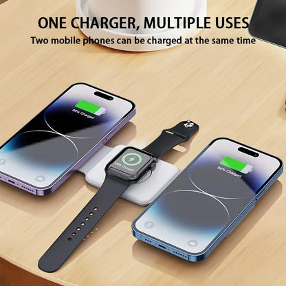 3 in 1 Portable Magnetic Wireless Charger Fast Charging Dock Station Foldable Stand Trip Charger For iPhone Apple Watch AirPods