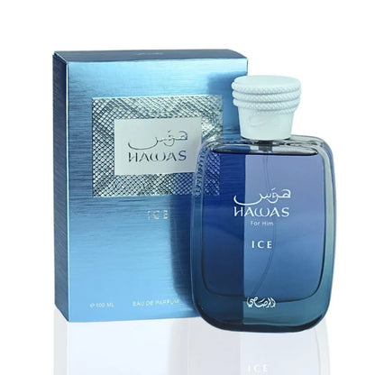 Rasasi Hawas Ice Eau de Parfum Spray 3.4 Ounce Original Arab Perfumes Premium Lasting Aromatic Pheromones Cologne Perfume 100 ML