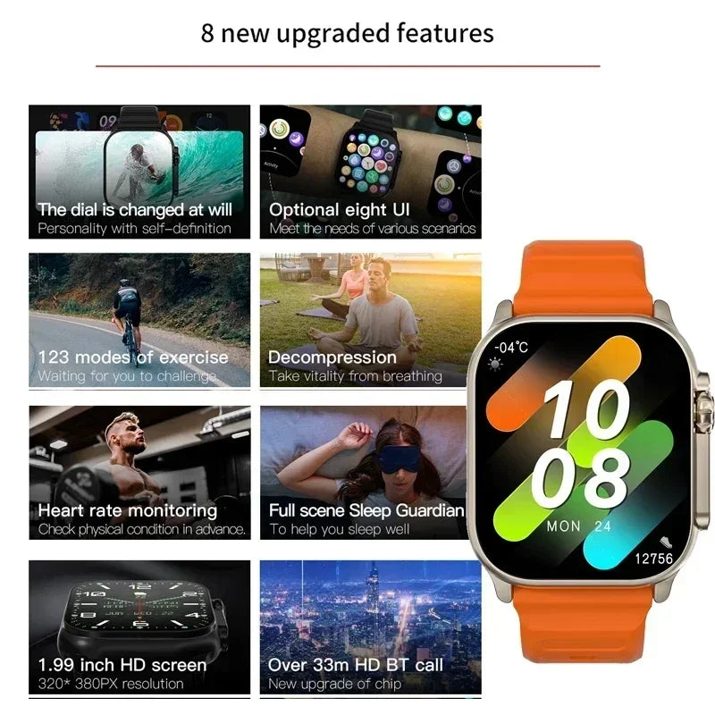 New Watch T10 Ultra Smart Watch 49mm 2026 New NFC Men Women GPS Track Bluetooth Call BT Music Games Wireless Charging Smartwatch