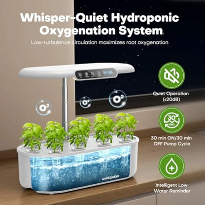 Hydroponics Growing System kit: Indoor Herb Garden - Plant Germination Kit with LCD Display and LED Grow Light Smart Temp and H